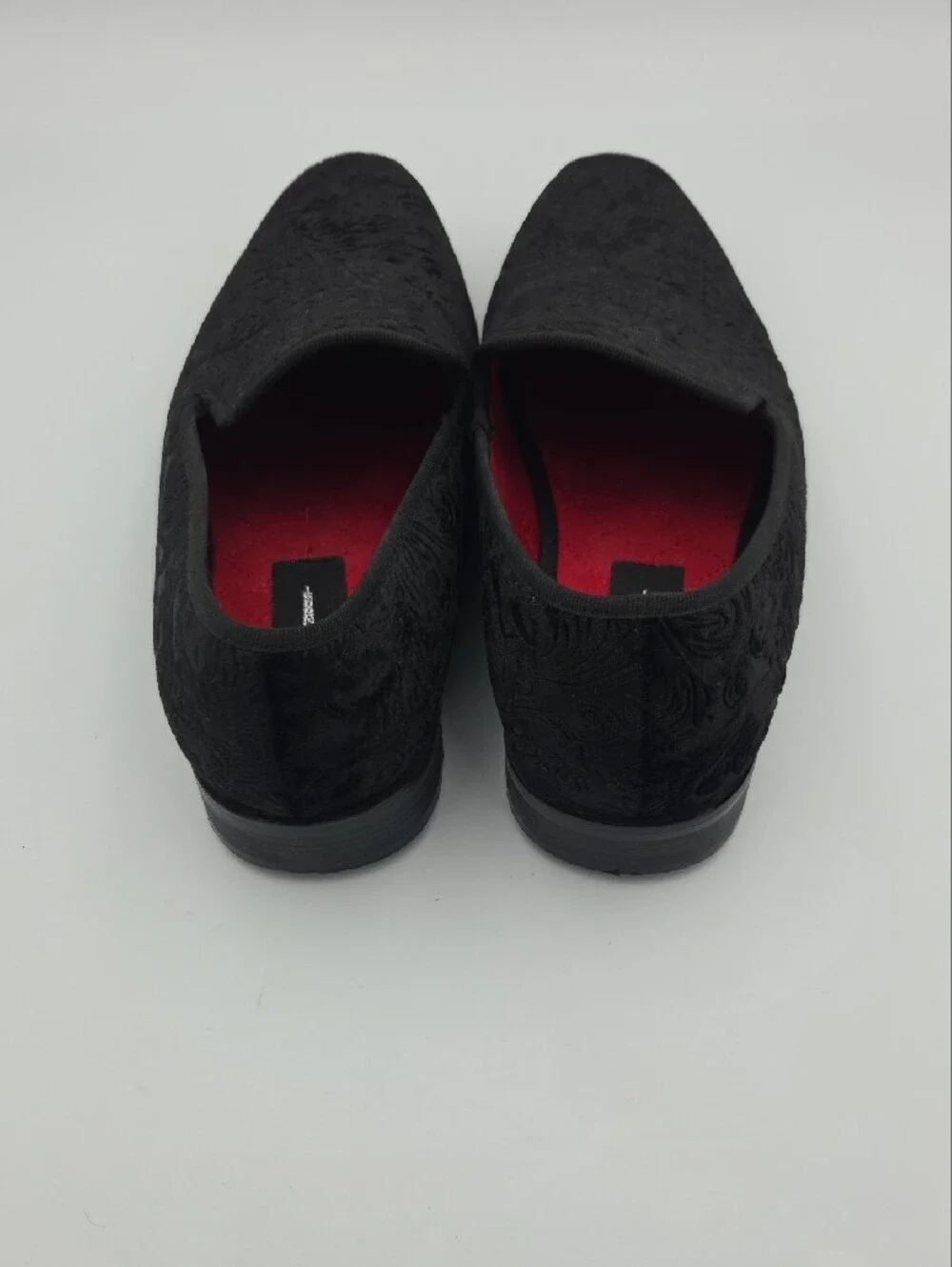 Men's Black Velvet Embossed Slip-On Loafers Size 9